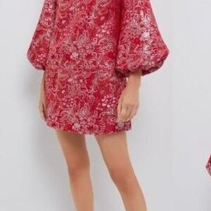 Hyacinth House NEW Red and Pink Jacquard Janie Formal Party Mini Dress Size M